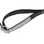 Kakla siksna ar ovālu saiti un D-veida gredzenu, melns/olīvzaļš