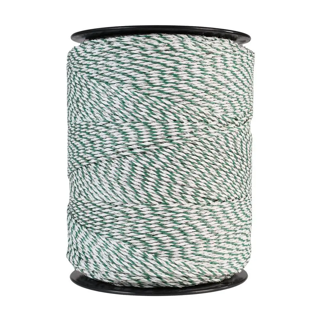 elektriskā gana aukla 1000m Elektriskā gana striķis polywire 3 mm, zaļi-balts – 1000 m, 0,18 Ω/m - Image 1