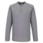 T-krekls KA370 KA3 Henley – T-krekls ar garām piedurknēm un pogājamu apkakli (Pelēks)