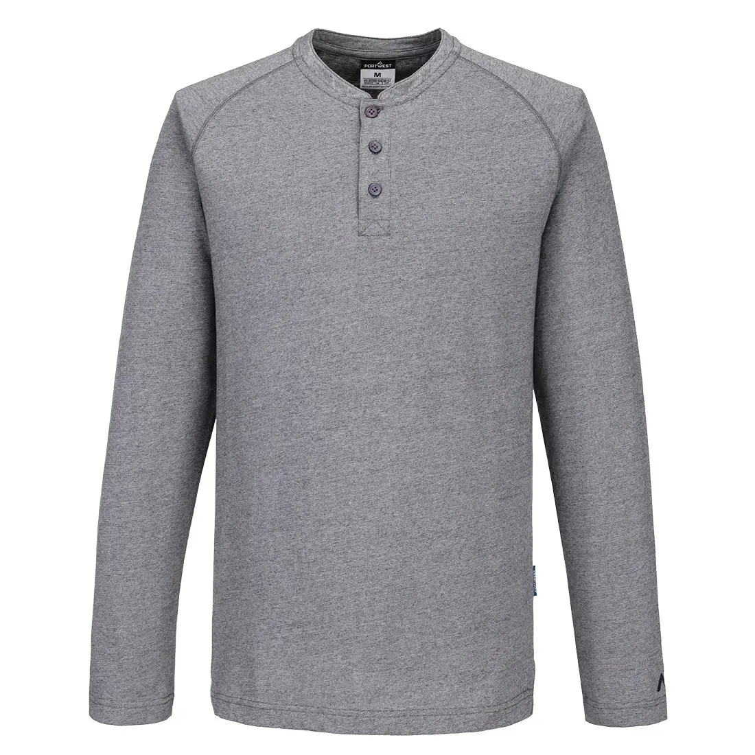 T-krekls KA370 KA3 Henley – T-krekls KA370 KA3 Henley – T-krekls ar garām piedurknēm un pogājamu apkakli (Pelēks) - Image 1