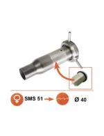 Apakšējā piena ieplūde SMS 51 x Ø40 mm, pieskrūvējama