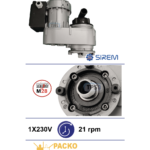 Piena dzesētāja maisītāja motoreduktors SIREM R1C245NPA7B, 21 apgr./min, 230 V, M28 – Packo