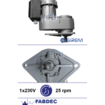 Piena dzesētāja maisītāja motoreduktors SIREM R1C245NSBR, 25 apgr./min, 230 V, vārpsta Ø19 × 55 mm – Fabdec