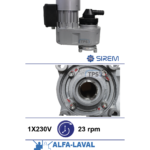Piena dzesētāja maisītāja motoreduktors SIREM R1C250PP5B, 23 apgr./min, 230 V, ar mazgāšanas sistēmu – Alfa Laval/Prominox