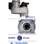 Piena dzesētāja maisītāja motoreduktors SIREM R3245NP5B, 23 apgr./min, 3×400 V – Alfa Laval/Prominox
