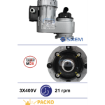 Piena dzesētāja maisītāja motoreduktors SIREM R3245NPA7B, 21 apgr./min, 3×400 V, M28 – Packo