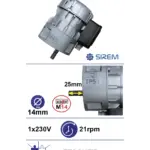 Piena dzesētāja maisītāja motoreduktors SIREM R1C225F6BC, 230 V, 21 apgr./min, M14 vārpsta, Etscheid