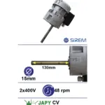 Piena dzesētāja maisītāja motoreduktors SIREM R225F2B, 400 V, 48 apgr./min, Ø15 × 133 mm, Japy