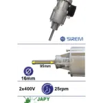 Piena dzesētāja maisītāja motoreduktors SIREM R245D2B, 400 V, 25 apgr./min, Ø16 × 92 mm, Japy