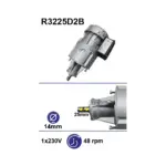 Piena dzesētāja maisītāja motoreduktors SIREM R3225D2B, 230/400 V, 48 apgr./min, Ø14 × 25 mm