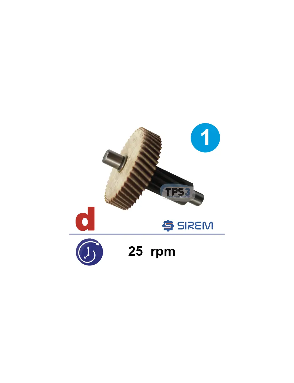 Zobrats ar vārpstu 1. pārnesumam L un M tipa reduktormotoriem, 25 apgr.min Zobrats ar vārpstu 1. pārnesumam L un M tipa reduktormotoriem, 25 apgr./min - Image 1