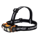 LED galvas lukturis PA76 ar kustības sensoru, USB uzlādējams, melns/oranžs