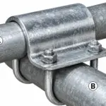 Šķērsskava MASSIV ar U veida savilcējiem, 1½″ × 2″, Ø48 × Ø60 mm