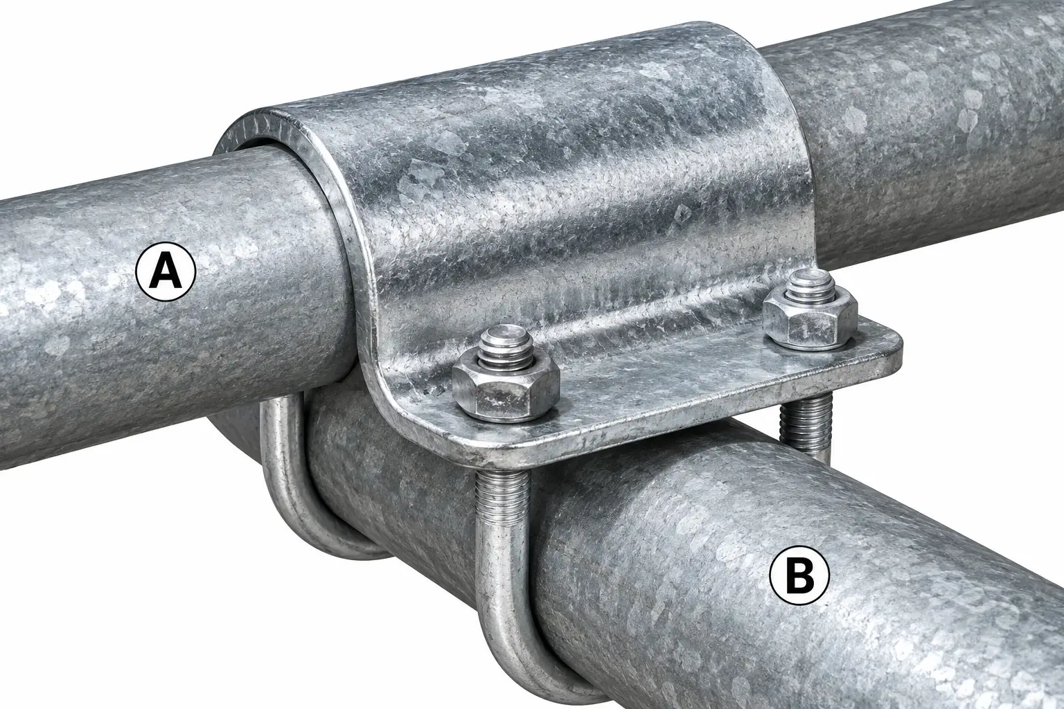 Šķērsskava MASSIV ar U veida skava Šķērsskava MASSIV ar U veida savilcējiem, 1½″ × 2″, Ø48 × Ø60 mm - Image 1