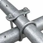 Slēgta krustveida cauruļu skava, 1½″ × 1½″, Ø48 × Ø48 mm, M10